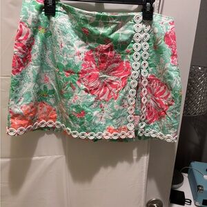 Lilly Pulitzer Floral Mini Skirt in Green and Pink